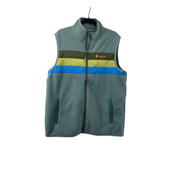 Cotopaxi Fleece Vest size L Green Colorblock Zip Up Teca Pockets Mens RN 157160 - Picture 1 of 8